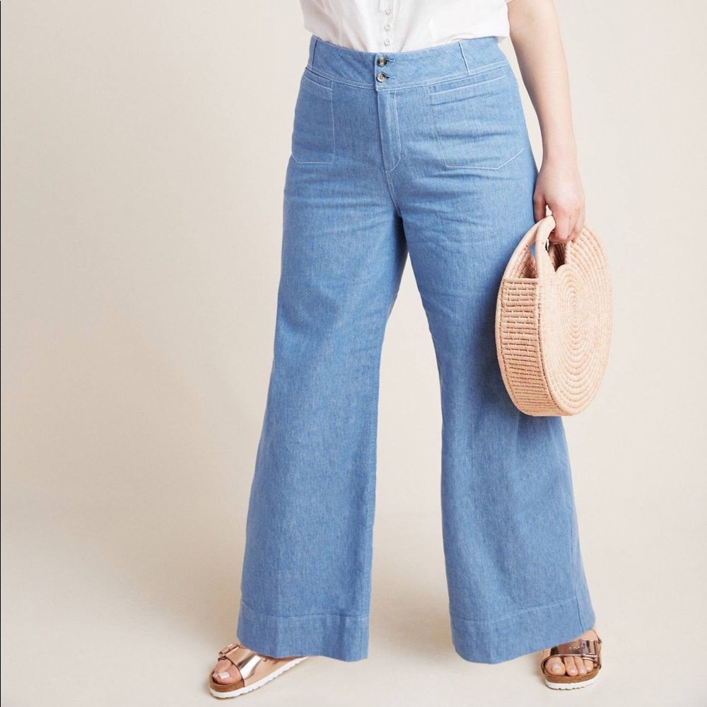 PILCRO | high rise wide leg trouser jeans 30